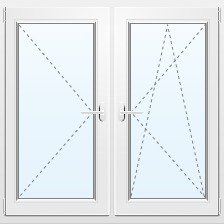 Окно двухстворчатое поворотное/поворотно-откидное 1400х1400 мм