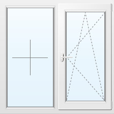 Окно двухстворчатое глухое/поворотно-откидное 1000х1160 мм