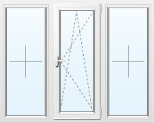 Окно трехстворчатое глухое/поворотно-откидное/глухое 1800х1440 мм
