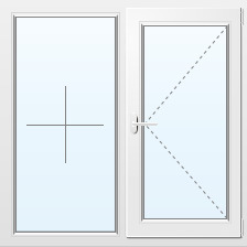 Окно двухстворчатое глухое/поворотное 1000х1600 мм