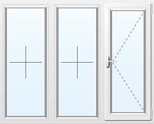 Окно трехстворчатое глухое/глухое/поворотное 2080х1500 мм
